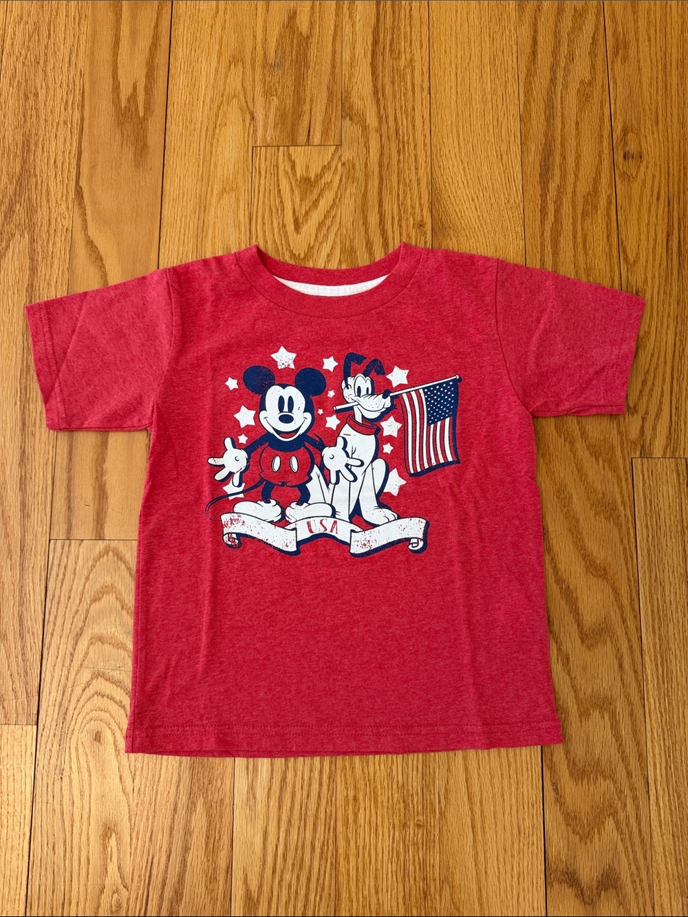 Disney Mickey & Roadster Racers Red Mickey & Pluto USA Flag Graphic Tee Size 5T